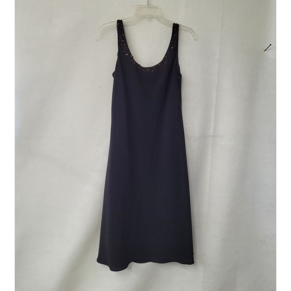 JONES NEW YORK Dress Womens 10 Black Beaded Neckline Shift Lined